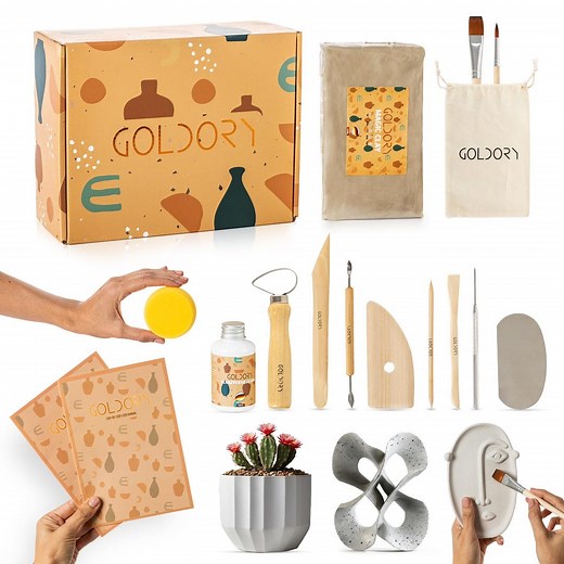 Home Pottery Kit – Air-dry Clay Set for Adults & Beginners | DIY Pottery Kit With 2.5 Kg Clay, Tools, Brushes, Sealant, How-to Guide - Etsy