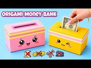 DIY Easy Origami Money Bank No Glue, No Scissors |Cute Paper Organizer | Paper Craft |School Project