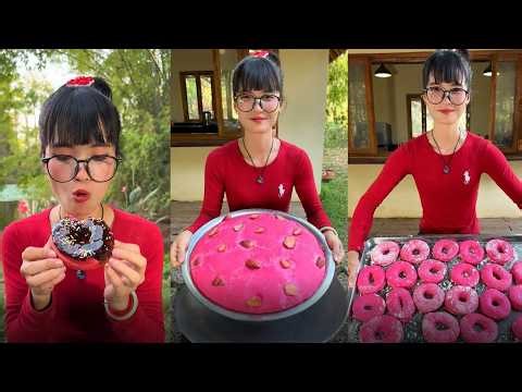 Amazing cooking deep fried cake for donuts with sauce recipe