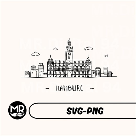 Hamburg Skyline Illustration: City Vector SVG, PNG (digital File) - Etsy
