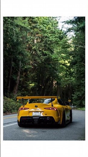 beautiful yellow supra golden hour drive