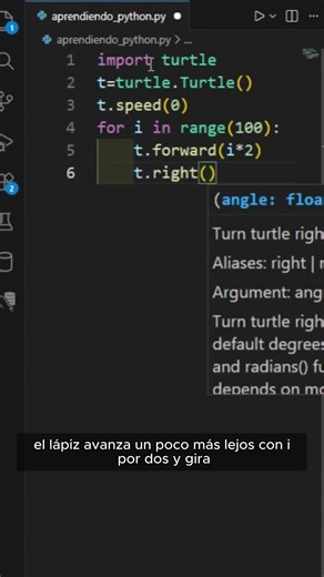 Dibuja una Espiral en 5 Líneas con Python #shorts #viral #programming #python