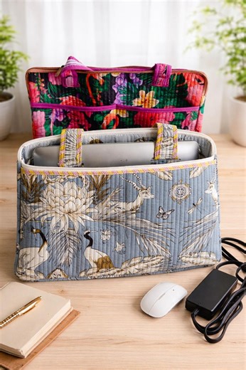 Handmade Quilted Floral Tote Bag Set | Reusable Fabric Handbags - Etsy