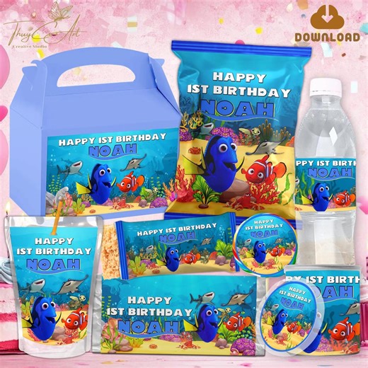 Printable Finding Dory Birthday Party Pack: Custom Favors (digital Download) - Etsy