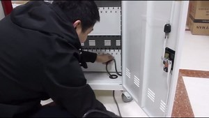 TIOPLY Laptop Charging Cart, 32 Device Tablet Storage Carts for iPad Up to 16.3" Screen Size, Mobile Charging Station for Classroom, with Cord Organizer, Front and Back Access Locking Cabinet Black