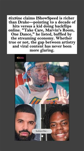 6ix9ine Calls Out Streaming Gap: "IShowSpeed Is Way Richer Than Drake"