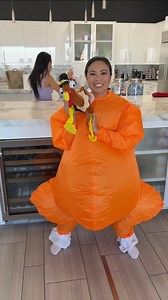 The giant turkey jumped out at her Woman puts on a turkey costume to prank her friend. This original video was produced by Network Media LLC and Olivia. | Olivia