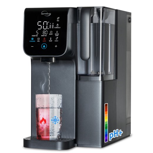 iSpring RCD100HCG Hot & Cold Reverse Osmosis System Countertop, Alkaline RO Water Filter Dispenser, 9 Temperature & 6 Dispensing Volume Options, TDS & Filter Lifespan Monitor, Plug and Play