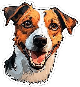 Jack Russell Terrier Sticker 4 Inch Lover JRT Dog - Waterproof Animal Vinyl Decal for Laptop Water Bottle Car Tumbler - Durable Aesthetic Long-Lasting Stickers for Adults ID44990