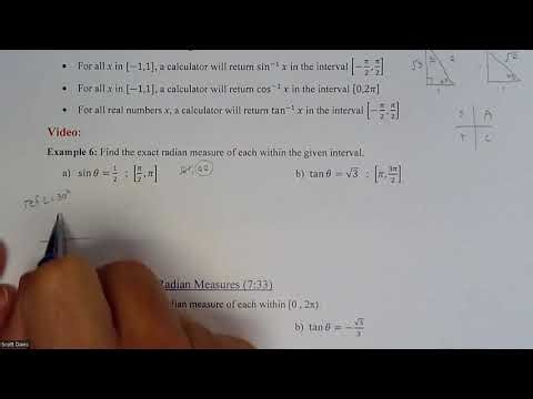 Trig - Finding exact Radian Measures given Specific Interval