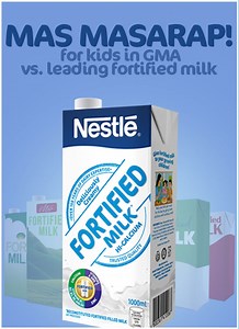 Ang Nestle Fortified Milk, mas masarap pa for kids in GMA vs leading fortified milk! Try now at P65/1L pack SRP. Available in supermarkets and groceries nationwide, and in the Nestle Store in Shopee and Lazada. ASC Ref Code N080P042121NS | Nestlé Milks
