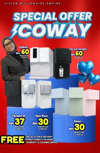 💧𝙎𝙐𝙋𝙀𝙍 𝙅𝙄𝙈𝘼𝙏 𝙋𝙀𝙉𝘼𝙋𝙄𝙎 𝘼𝙄𝙍 𝘾𝙊𝙒𝘼𝙔!!!💧 Klik link bawah utk fast respond👇🏻 Coway Sendayan - Agent Nurul ❤️ Air sejuk, panas & suhu bilik terus dari paip ❤️ Servis percuma setiap 2 bulan ❤️ Rekabentuk moden, jimat ruang ❤️ Sesuai untuk rumah, pejabat & mak ayah di kampung! ✨ Promosi tengah jalan ni memang berbaloi gila! Jangan tunggu harga naik! 📞 Tanya atau terus order sekarang 👇🏻 #cowaysendayan | Coway Sendayan - Agent Nurul