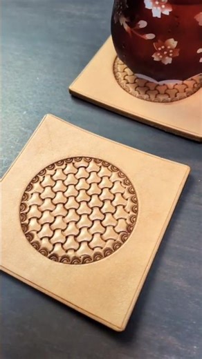 【Leather Carving】Tri-Weave Stamping Leather Coaster Making