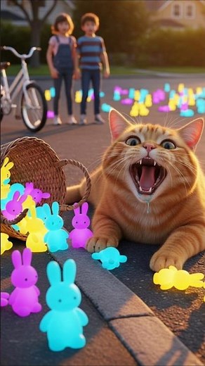 🐱💫 Cute Cat And The Neon Spirit Army – When Curiosity Glows Too Bright! #cutecat #animation #shorts