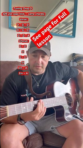 Fishin’ in the Dark – See Full Guitar Lesson 🎸 (Drop D + Easy Capo Version).