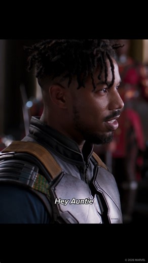 That "Hey, Auntie" is always on our mind. See Michael B. Jordan as Killmonger in #BlackPanther, streaming on Disney . | Marvel