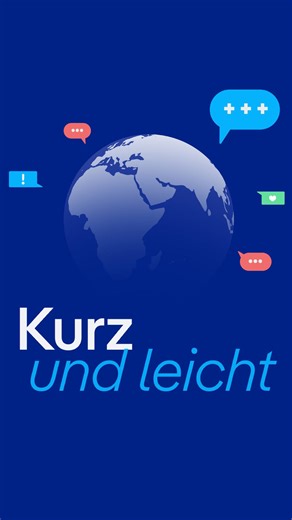 🔗 https://bit.ly/Kurz-und-leicht Kurz und leicht - das sind unsere Video-Nachrichten zum Deutschlernen, mit denen ihr von montags bis freitags auf dem Laufenden bleibt! Trainiert euer Hörsehverstehen und schaut euch die Videos mit den Tagesnachrichten aus aller Welt auf einfachem Niveau direkt an. Dazu gibt es den vollständigen Text mit Glossar zum Mitlesen und zum Downloaden als PDF. | DW Deutsch lernen