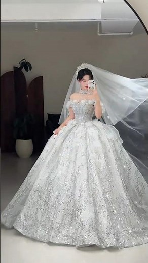 ✨ Gorgeous Silver Sparkle Wedding Dress | Luxury Bridal Gown 2025 ✨