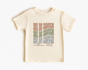 T-shirt chrétien rétro pour tout-petit He is Risen, vêtements de Pâques mignons, T-shirt de printemps, chemise graphique lapin, cadeau pour tout-petit, vêtements de vacances pour enfant - Etsy France