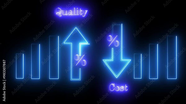Quality control and company cost reduction. Cost and quality control concept. Successful organization strategy and management. blue collar animation .. blue collar animation and black background . Stock Video