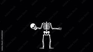 Cartoon skeleton tosses his skull from one hand to the other. Halloween cartoon skeleton. 2d looped animation with alpha channel Stock Video