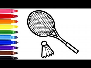 How to draw Badminton Racket and Shuttlecock 🏸 | Badminton Drawing and Coloring for kids | Child art