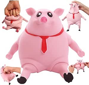 Stretchy Glue-Sand Filled Rubber Pig , Latex Piglet Soft Decompression Doll Toy, Animal High-Elastic Stretchable Decompression, Decompression Toy for Adults and Children (Pig-L)