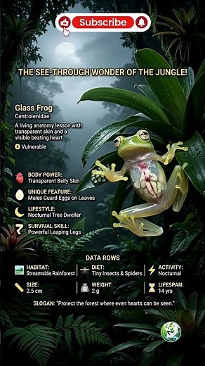 🫀 Glass Frog | Transparent Wonder #GlassFrog #Amphibian #Wildlife