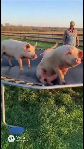 Trampoline Pig Olympics 🐷🔥