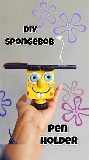 DOOR2ART&CRAFT on Instagram: "Turned a perfume bottle into a cute SpongeBob pen holder 💛♻️ Who knew waste could be this adorable? 😍 #diy #craft #bestoutofwaste #explore #instagood"