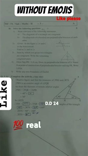 9TH std maths 2 Set A first sem question paper leakkk maharashtra ssc board