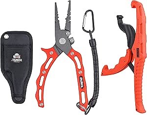 RUNCL Fishing Plier & Fish Lip Gripper Kit, Multi-Function Fishing Tools for Men, Premium Saltwater & Freshwater Fishing Gear, Ultimate Fishing Remover Extractor, Ideal Fishing Gifts for Men