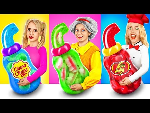 Me Vs Grandma Cooking Challenge | Cake Decorating Challenge at Secret Kitchen by YUMMY JELLY