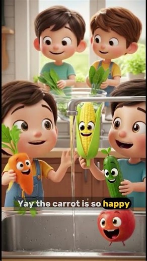 Veggies Love a Bath! 🥕🚿 Fun Healthy Kids Short#KidsShorts #HealthyHabits #VeggieFun #WashYourVeggies