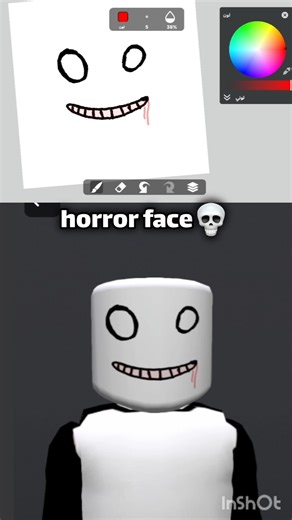horror face drawing tutorial 💀 #roblox #bloxworld #art #drawing