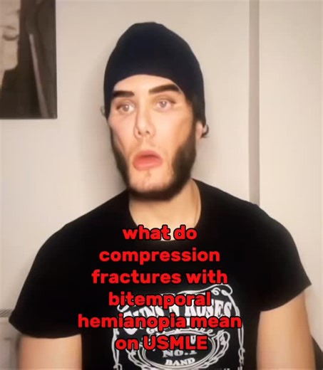 “What do compression fractures with bitemporal hemianopsia mean on USMLE?” #mehlman_medical #usmle #usmlestep1 #usmlestep2 #medicalschool | Mehlman Medical