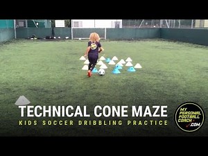 Kids Soccer Dribbling Drill - Technical Cone Maze for U8-U12