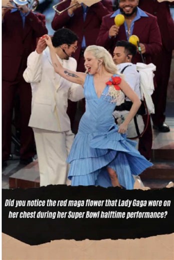 Did you notice the red maga flower Lady Gaga wore on her chest during her Super Bowl halftime performance? No one realized she did three heartwarming gestures that made Bad Bunny the biggest winner of the night.#celebrity #usa #foryou #LadyGaga #BadBunny #superbowl