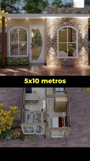 Casa pequeña de 5x10 metros #casaspequeñas