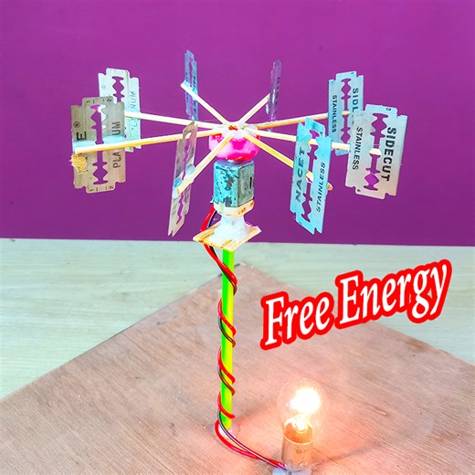 DIY Mini Wind Turbine Generator with Razor Blades | Rana Craft