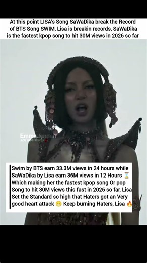Lisa Surpass BTS "Swim" by Releasing SaWaDika, Lisa owns the year 2026