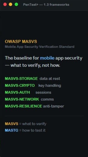 PenTest+ (PT0-003) Domain 1.3 | OWASP MASVS #pentest