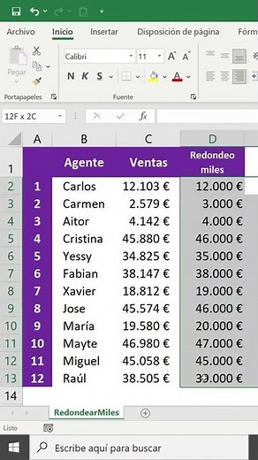 Redondear a miles. Tips Excel #Shorts