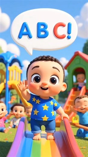 Cute Baby ABC + 123 Slide Song#shortvideo #nurseryrhymes #rainbow ABC kids