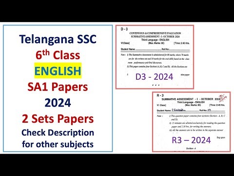 6th class SA1 English 2024 - 2025 question papers English Language Telangana TG TS Set D3 and R3