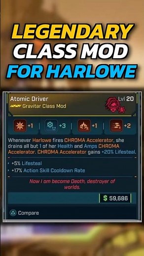 Legendary Class Mod Revealed For Harlowe In Borderlands 4 #borderlands4 #borderlands #shorts #gaming