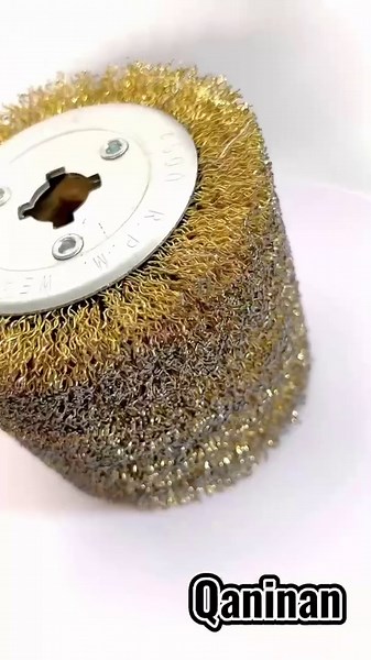 0.5mm Wire Drum Stainless Steel Wire Brush Wheel Surface Conditioning Tool 4.7" x 4" with 3/4" Quad Keyway for Surface Finishing of Stainless Steel, Aluminum, Metal and Wood