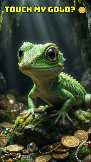 Cute Gecko 🦎 vs Fire Dragon 🐉 Don't Touch The Gold! 🪙 #shorts