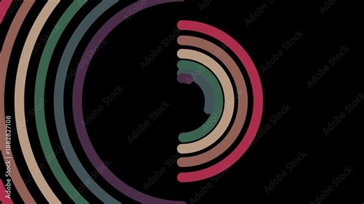 Retro animation with half circles shows on left and right side of screen. Loop able for endless effect