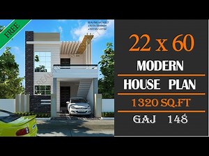 22 x 60 House Design 3D || 1320 sqft House Map || 22x60 Modern Home Plan || 6.7x18.2 meter -Plan#123